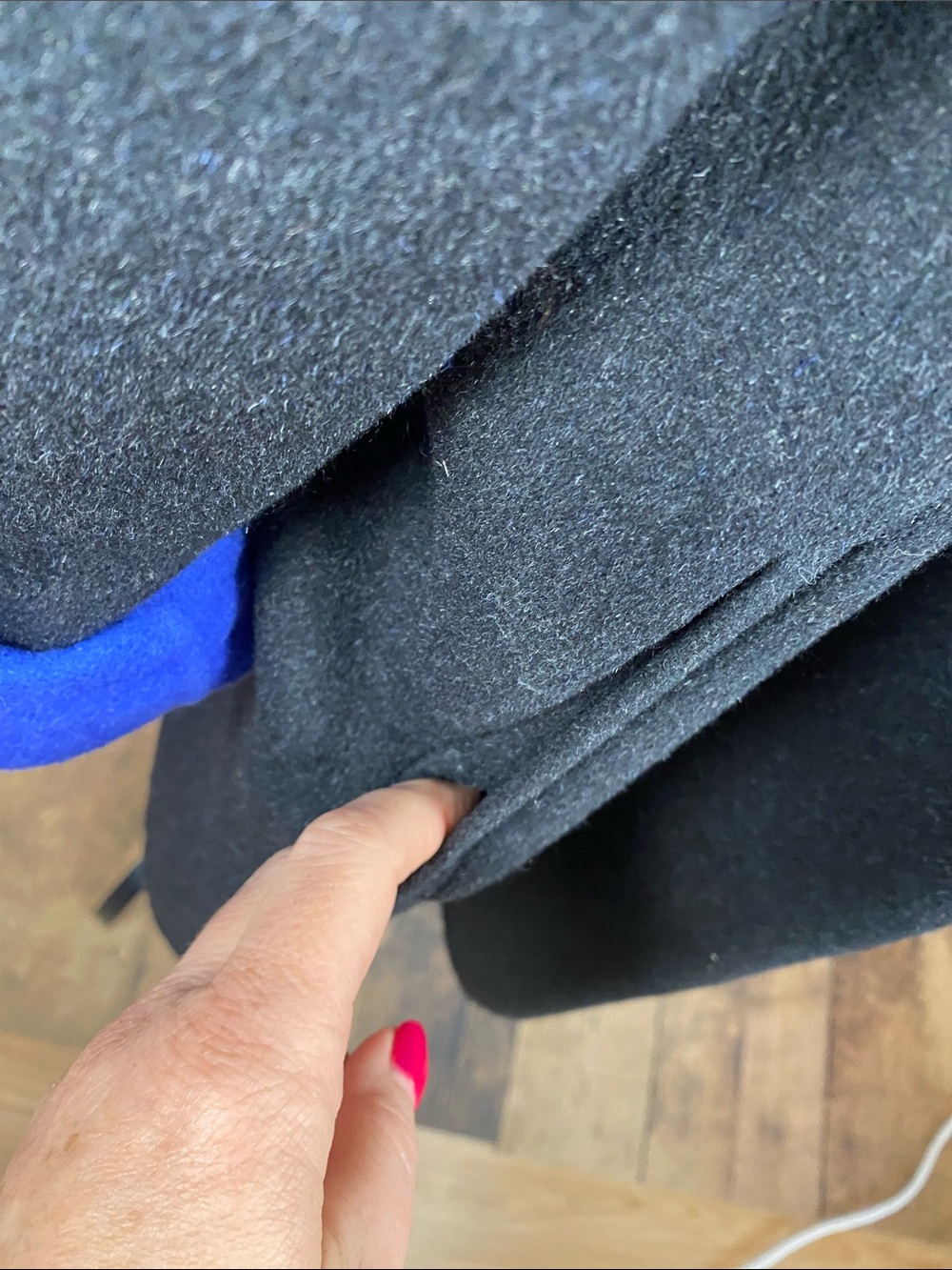Lafayette 148 New York Wool Angora Blue Black Open Front Cardigan Cape Sz XL - Picture 6 of 10